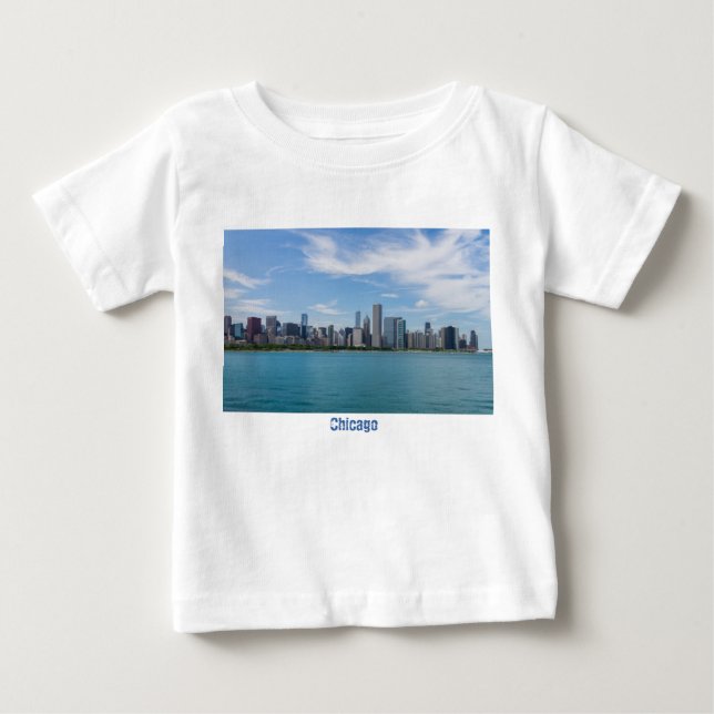 Camiseta Para Bebê Chicago Day Cityscape (Frente)