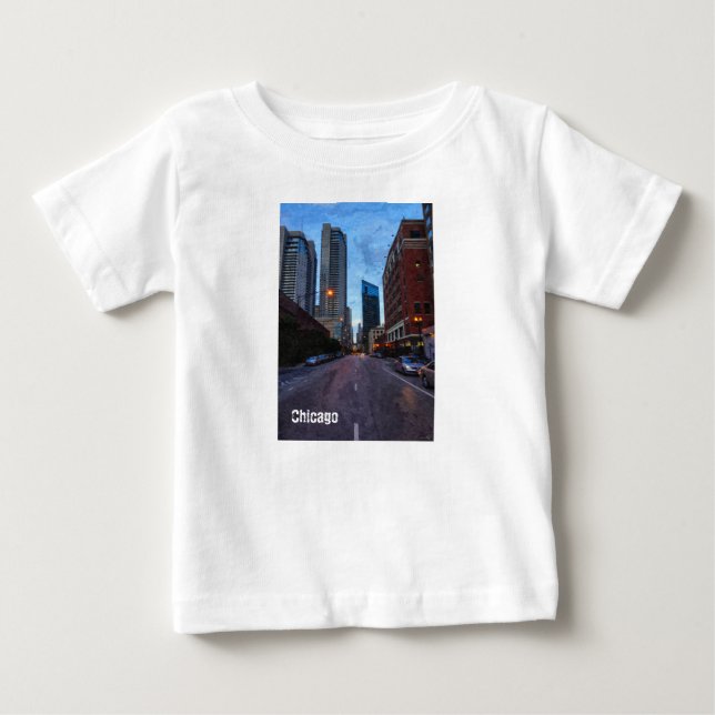 Camiseta Para Bebê Chicago Evening Drive (Frente)