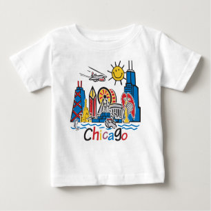 Camiseta Para Bebê Chicago Kids Skyline