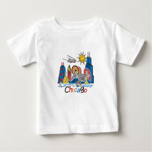 Camiseta Para Bebê Chicago Kids Skyline