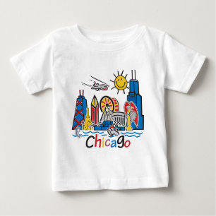 Camiseta Para Bebê Chicago Kids Skyline