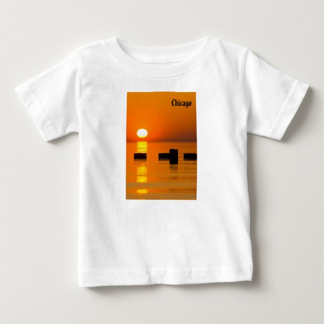Camiseta Para Bebê Chicago Laranja Galore Manhã (Frente)