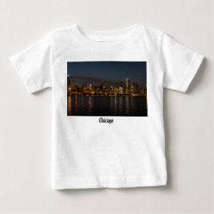 Camiseta Para Bebê Chicago Night Cityscape
