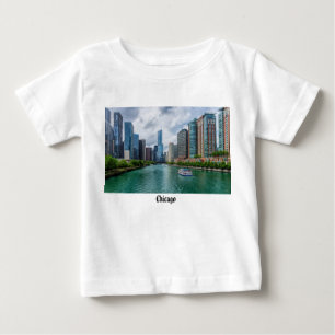 Camiseta Para Bebê Chicago River e Trump Tower Baby T Shirt