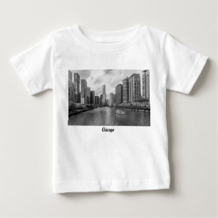 Camiseta Para Bebê Chicago River E Trump Tower Camarão De Cinza