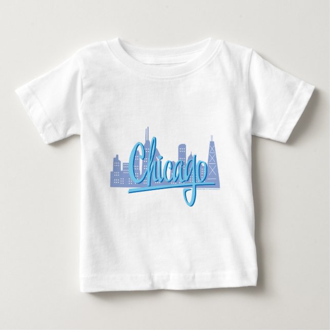 Camiseta Para Bebê Chicago Windy City Skyline (Frente)