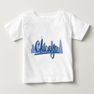 Camiseta Para Bebê Chicago Windy City Skyline