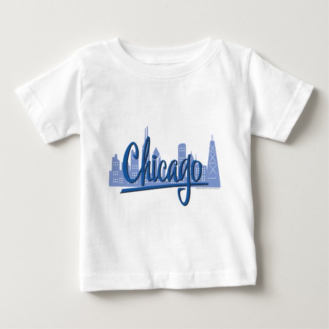 Camiseta Para Bebê Chicago Windy City Skyline (Frente)
