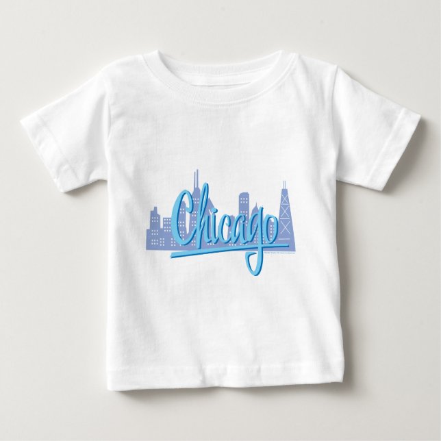 Camiseta Para Bebê Chicago Windy City Skyline (Frente)