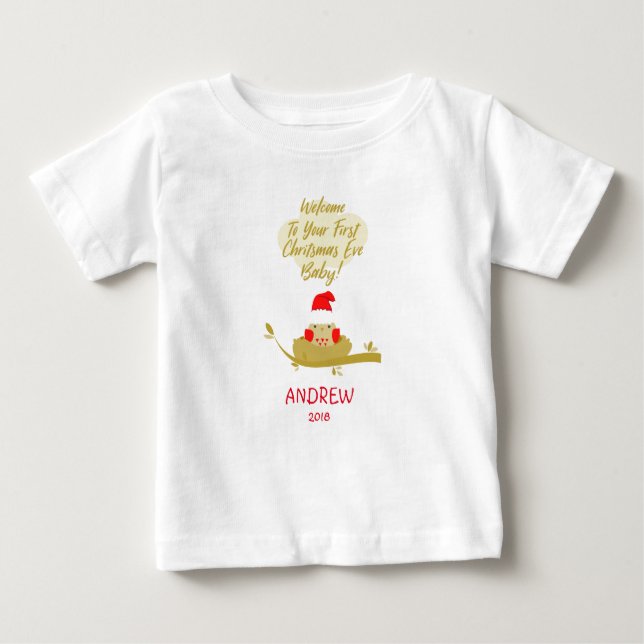 Camiseta Para Bebê Chick in Nest First Christmas (Frente)