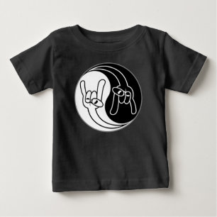 Camiseta Para Bebê Chifres de Diabo Heavy Metal Yin Yang