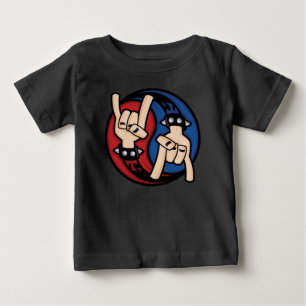 Camiseta Para Bebê Chifres de Diabo Rock and Roll Yin Yang