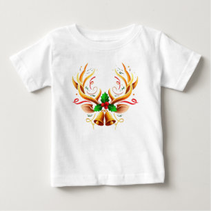 Camiseta Para Bebê Chifres de Renas Festivos Elegantes Natal Modern
