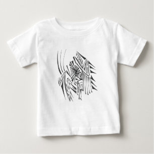 Camiseta Para Bebê Chifres Preto Branco Arte de Tatuagem Tribal Abstr