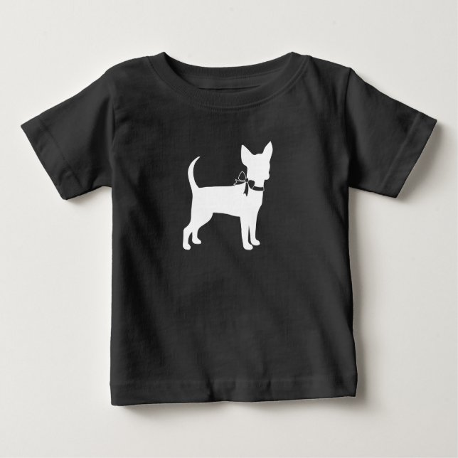 Camiseta Para Bebê Chihuahua Cachorro Chá de fraldas Sexo Neutro (Frente)