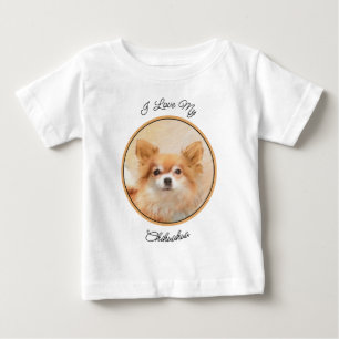 Camiseta Para Bebê Chihuahua Pintura De Cachorro De Cabelo Longo