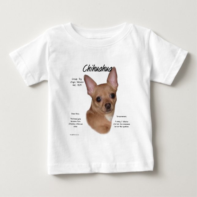 Camiseta Para Bebê Chihuahua (suave) Design de História (Frente)