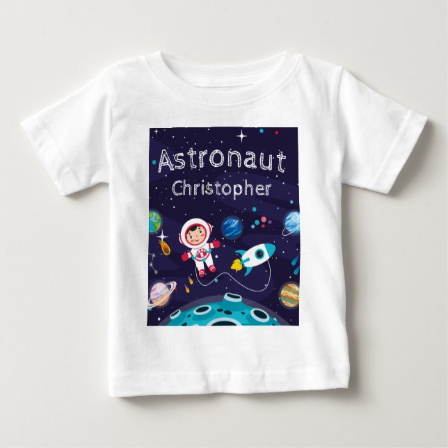 Camiseta Para Bebê  child on the moon, monogrammed name (Frente)