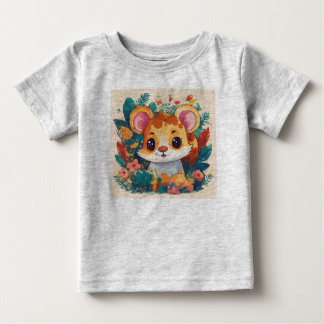 Camiseta Para Bebê Children's playful animal project t-shirt, vector.