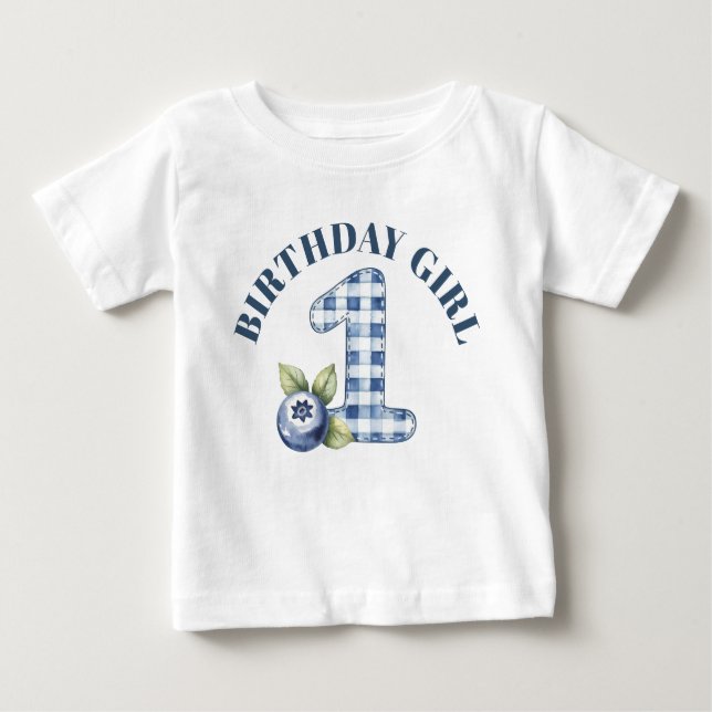 Camiseta Para Bebê Child's Blueberry Berry First Birthday (Frente)