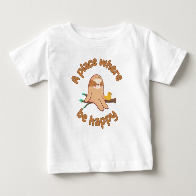Camiseta Para Bebê Chill Vibes: Sloth Life Goals! (Frente)