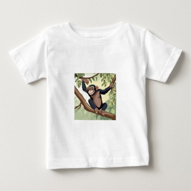 Camiseta Para Bebê Chimpanzé-Cute (Frente)