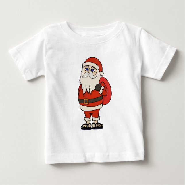 Camiseta Para Bebê Chinelos de Natal do Papai Noel (Frente)