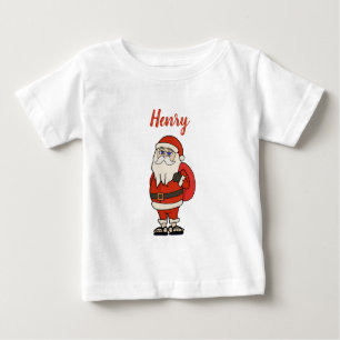 Camiseta Para Bebê Chinelos de Natal do Papai Noel Personalizado