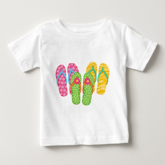 Camiseta Para Bebê Chinelos de Verão (Frente)