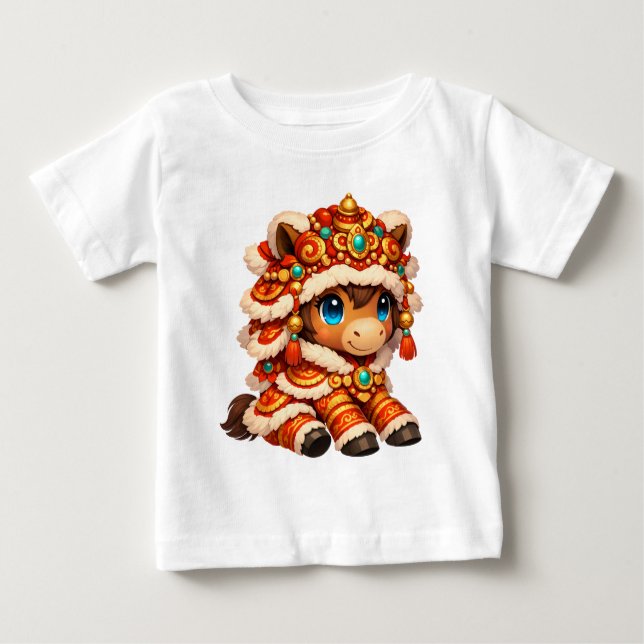 Camiseta Para Bebê Chinese New Year Horse 2026 Zodiac (Frente)