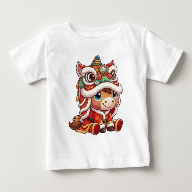 Camiseta Para Bebê Chinese New Year Horse 2026 Zodiac (Frente)
