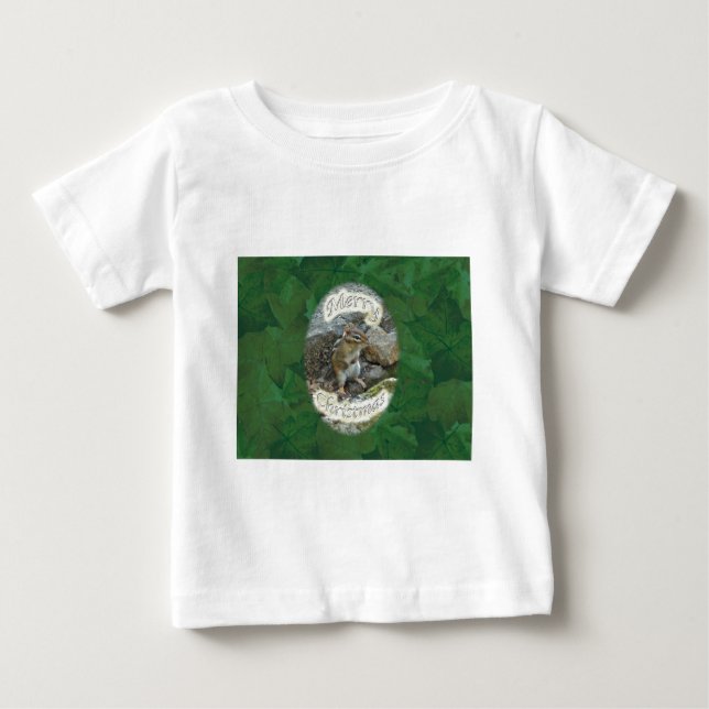 Camiseta Para Bebê Chipmunk Felry Item de Natal (Frente)