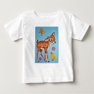 Camiseta Para Bebê Chique Azul-Fawn Design Para Bebê