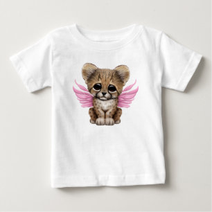 Camiseta Para Bebê Chita bonito Cub com as asas feericamente no rosa