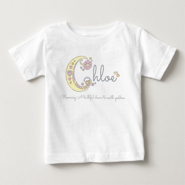 Camiseta Para Bebê Chloe Girl name significa baby romper personalizad (Frente)