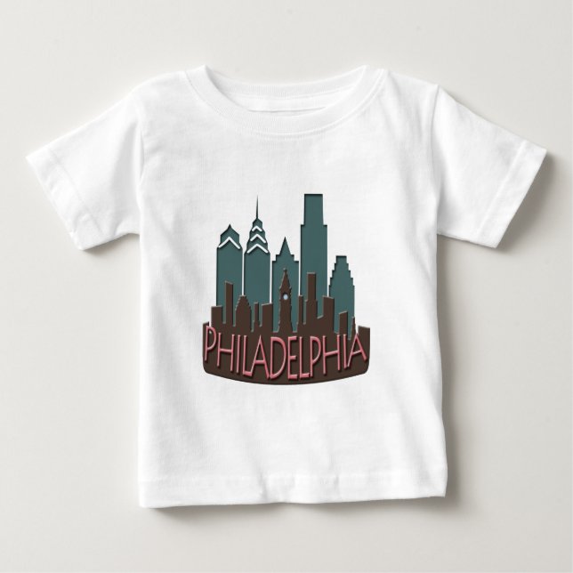 Camiseta Para Bebê Chocolate do newwave da skyline de Philly (Frente)