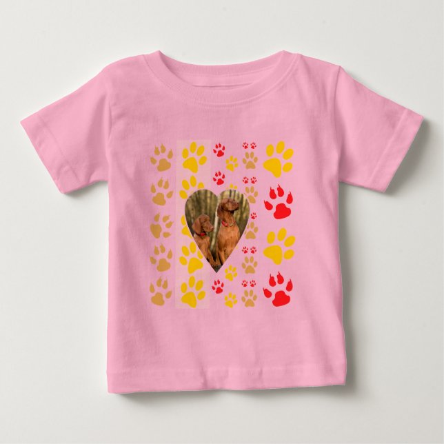 Camiseta Para Bebê Chocolate Labrador Retriever Cachorro Corações Pap (Frente)