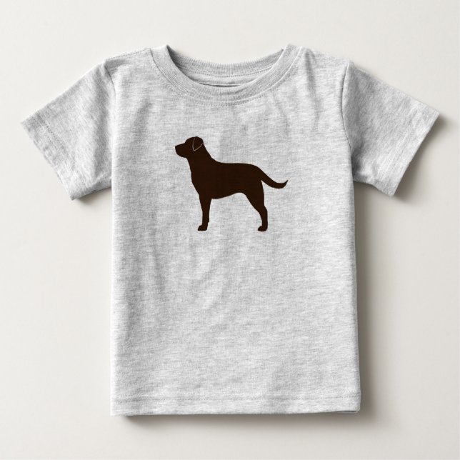 Camiseta Para Bebê Chocolate Labrador Retriever Silhouever Cão Marrom (Frente)