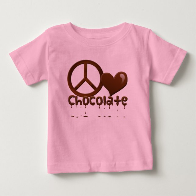 Camiseta Para Bebê Chocolate Peace Love (Frente)