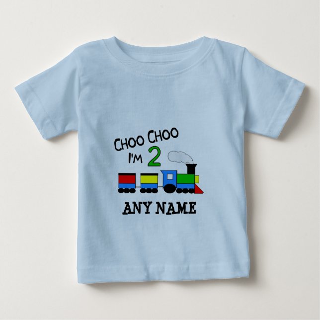 Camiseta Para Bebê Choo Choo eu sou 2!  Com TREM (Frente)