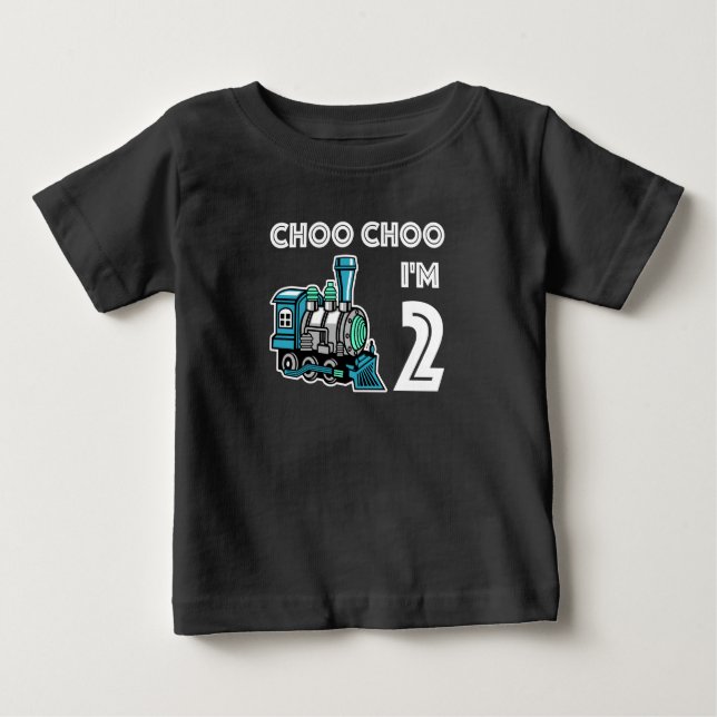 Camiseta Para Bebê Choo Choo Eu sou 2 Legal Train t shirt para rapaze (Frente)