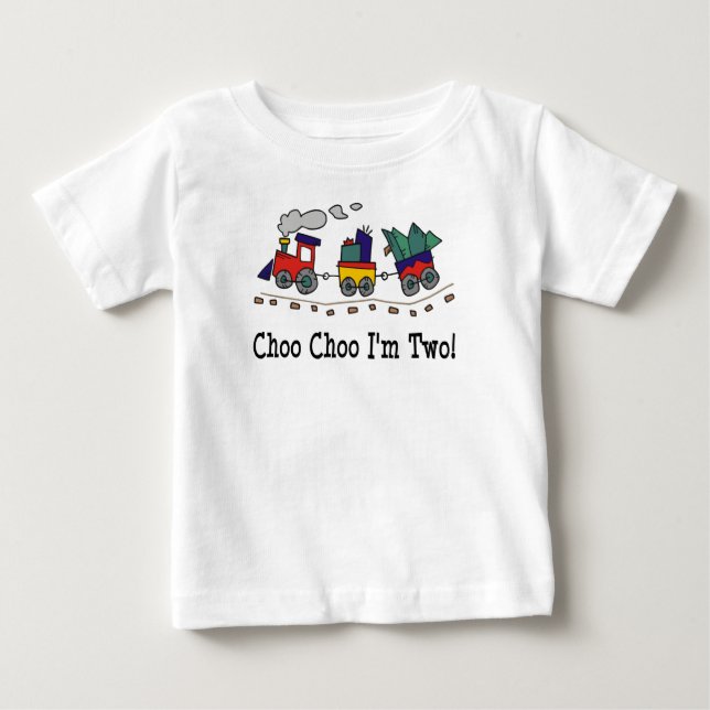 Camiseta Para Bebê Choo Choo I'm 2 Train T-shirt (Frente)