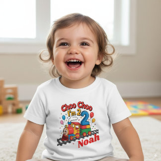 Camiseta Para Bebê Choo Choo, tenho 2! Aniversário do Comboio Persona