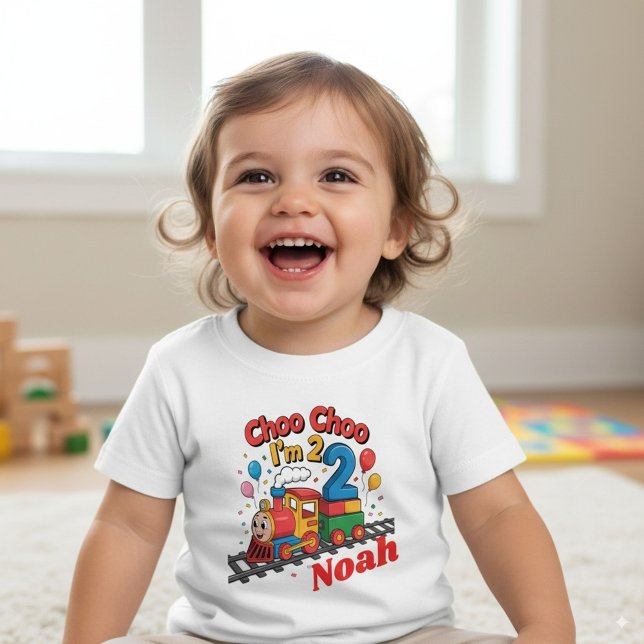 Camiseta Para Bebê Choo Choo, tenho 2! Aniversário do Comboio Persona (Criador carregado)