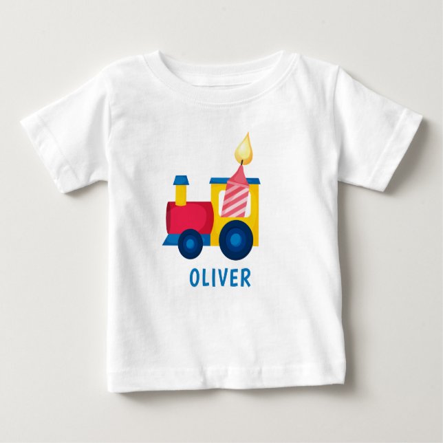 Camiseta Para Bebê Choo Personalizado Chopo Eu sou 1 Tema Trem Aniver (Frente)