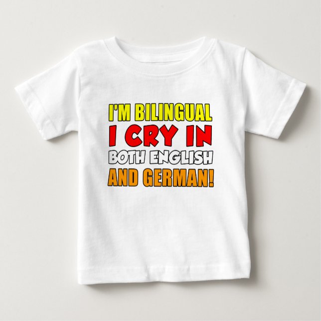 Camiseta Para Bebê Choro Bilíngue Em Alemão (Frente)