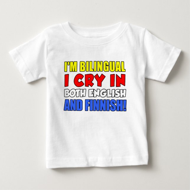 Camiseta Para Bebê Choro Bilíngue Em Finlandês (Frente)