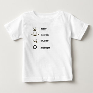 Camiseta Para Bebê Choro engraçado, risada, dorme, repita