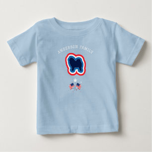 Camiseta Para Bebê Chow Chow Patriótico Vermelho Branco Azul 4 de Jul