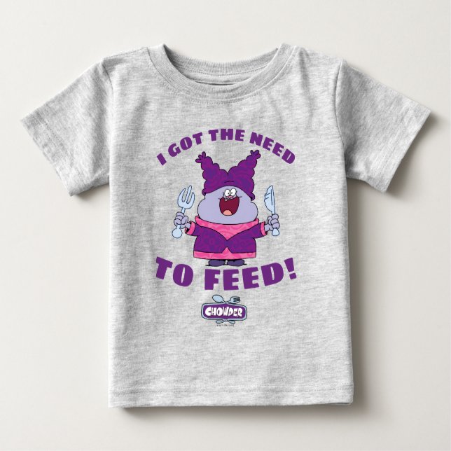 Camiseta Para Bebê Chowder com garfo e faca (Frente)